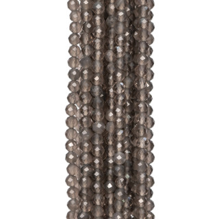 Quarzo Grigio Perlina Tonda Sfaccettata Diamond Cut 3mm