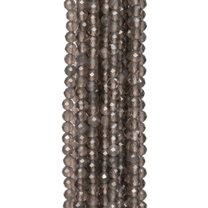 Quarzo Grigio Perlina Tonda Sfaccettata Diamond Cut 3mm