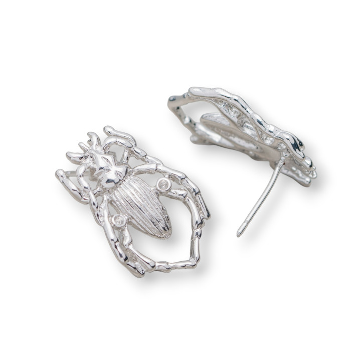 Basis für Ohrstecker aus Bronze, 14 x 21 mm, 10 Paar, rhodiniert