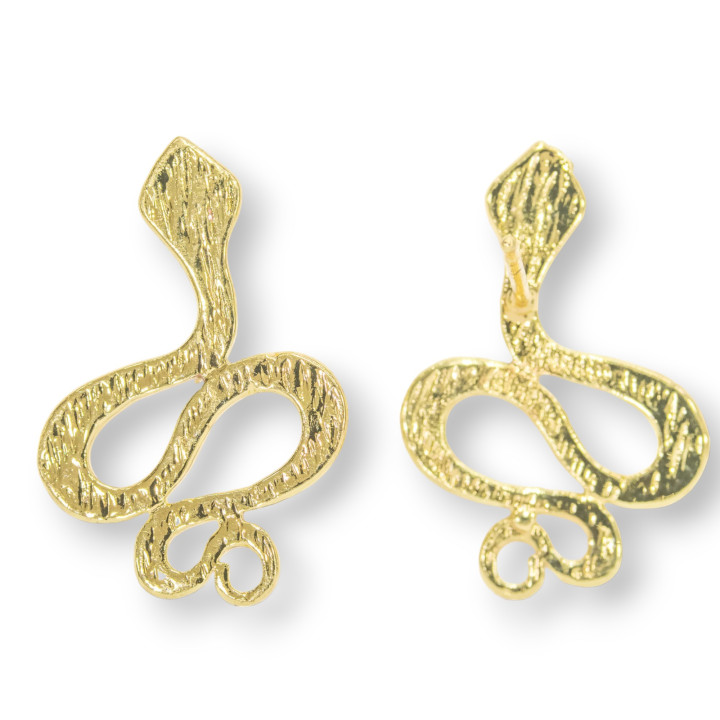 Base Per Orecchini Di Bronzo A Perno Serpente 17x24mm 10 Paia Dorato