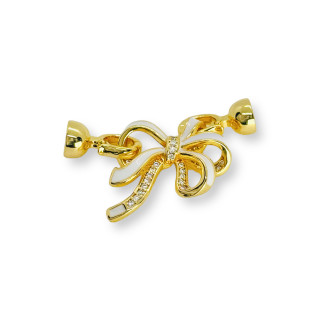 Chiusura di Bronzo A Scatto Smaltato Con Zirconi 20x38mm 3pz Dorato
