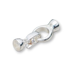 Chiusura di Ottone A Scatto Con Coppette 12x32mm 15pz Argentato
