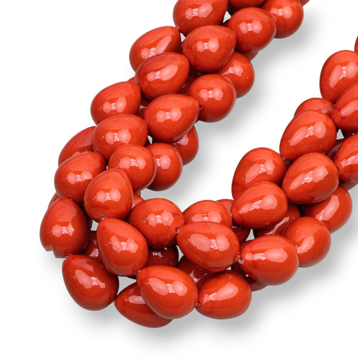 Majorca Red Coral Pearls Sardinia Drops Briolette 12x15mm