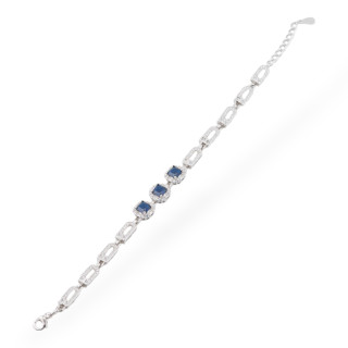 925 Silver Bracelet With Zircons Pave' 1pc MOD959 Rhodium Blue
