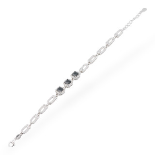 Pulsera de plata 925 con pavé de circonitas 1 pieza MOD959 bañada en rodio negro