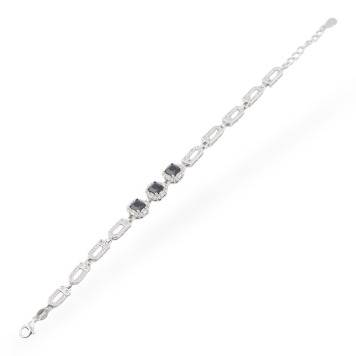 925 Silver Bracelet With Zircons Pave' 1pc MOD959 Black Rhodium