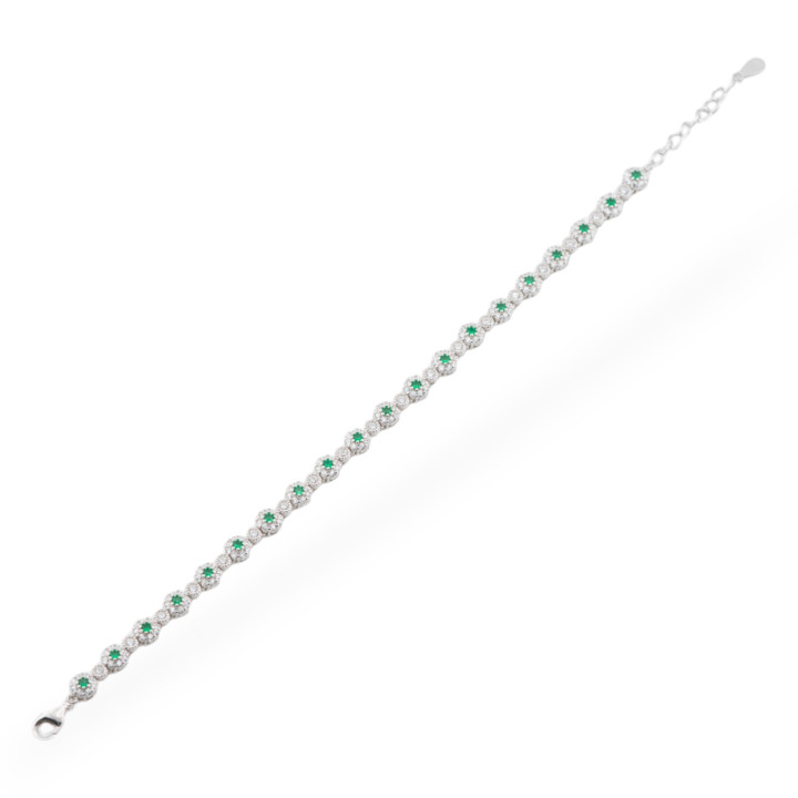Bracciale In Argento 925 Con Zirconi 1pz MOD556 Rodiato Verde