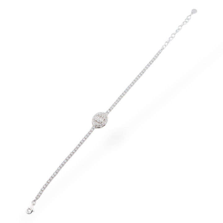 Βραχιόλι Ασημένιο 925 Με Ζιργκόν 1τμχ MOD563 Λευκό Ρόδιο