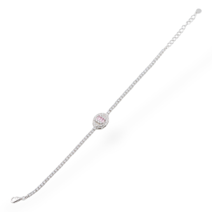 Pulsera Plata 925 Con Circonitas 1ud MOD563 Rodio Rosa