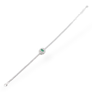 925 Silver Bracelet With Zircons 1pc MOD563 Rhodium Green