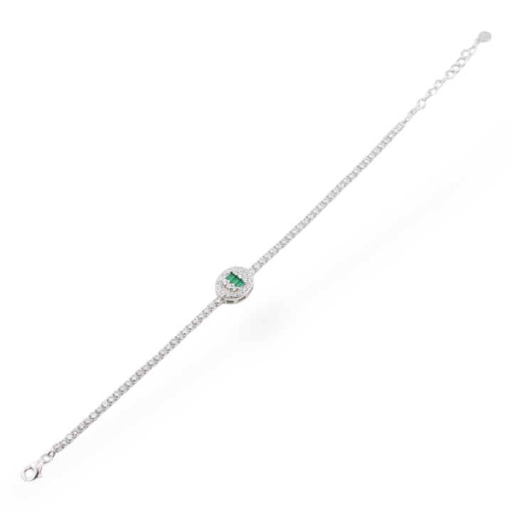 Pulsera de Plata 925 con Circonitas 1ud MOD563 Verde Rodiada