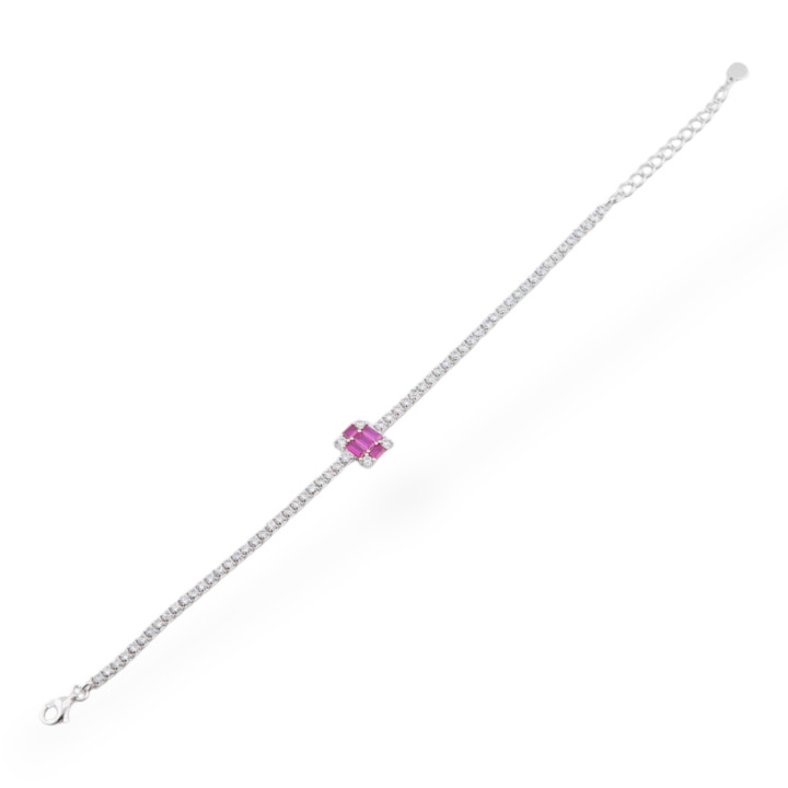 Βραχιόλι από ασήμι 925 με ζιργκόν 1 τμχ MOD568 Κόκκινο με ρόδιο