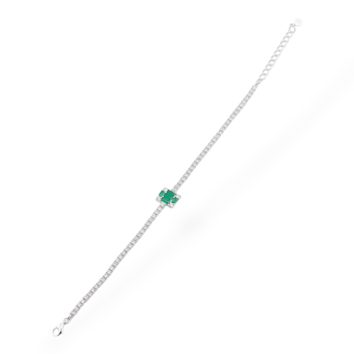 Bracciale In Argento 925 Con Zirconi 1pz MOD568 Rodiato Verde