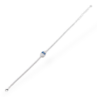 Bracelet Argent 925 Avec Zircons 1pc MOD570 Rhodié Bleu