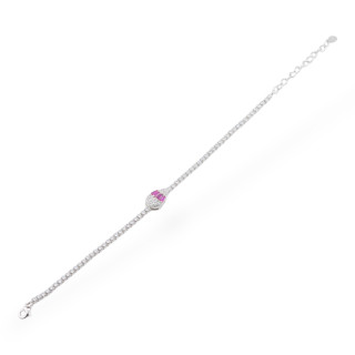 925 Silver Bracelet With Zircons 1pc MOD570 Red Rhodium