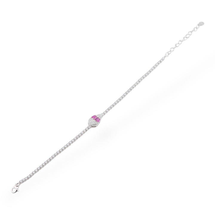 925 Silver Bracelet With Zircons 1pc MOD570 Red Rhodium