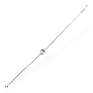 Pulsera Plata 925 Con Circonitas 1ud MOD570 Rodio Verde
