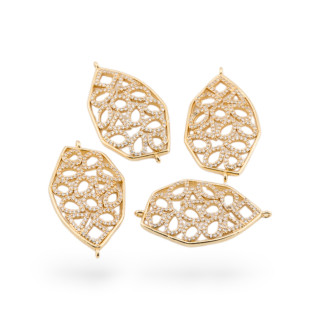 Components Bronze Connector With Zircons Set Irregular 4pcs Gold