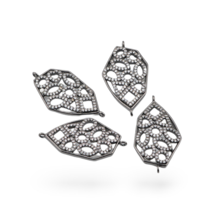 Componentes Conector Bronce Con Circonitas Set Irregular 4uds Negro