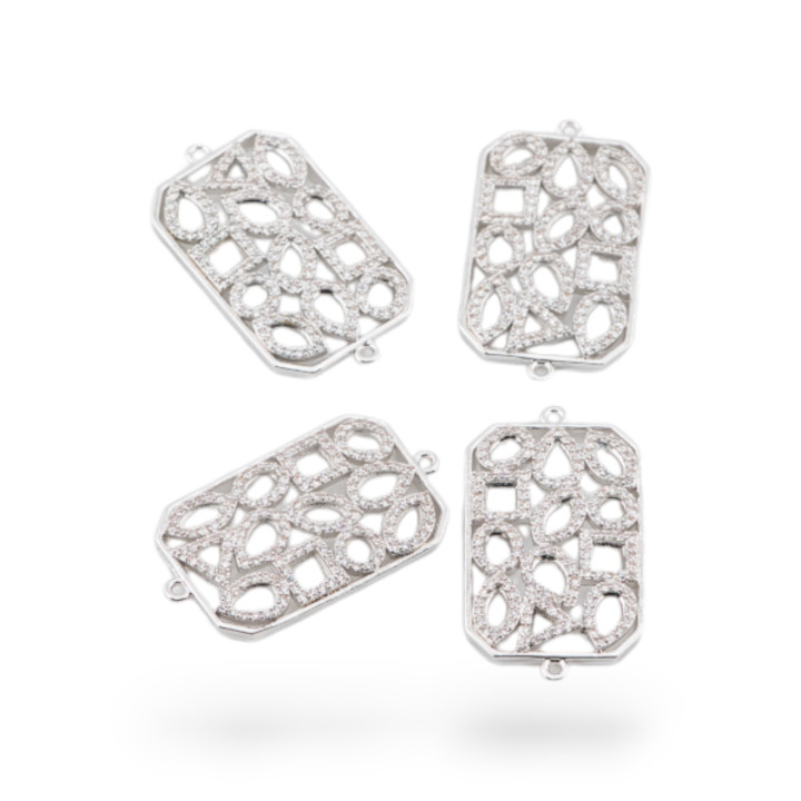 Μπρονζέ Εξαρτήματα Σύνδεσης Με Ζιργκόν Σετ Ορθογώνιο 4 τμχ Ρόδιο