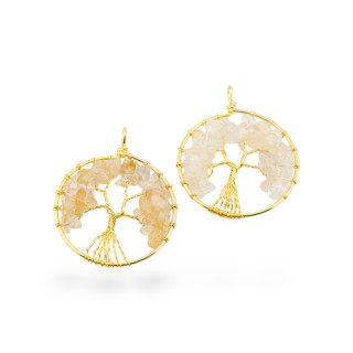 Colgante Árbol de la Vida con Piedras Semipreciosas 50mm 2uds Citrino Dorado 2