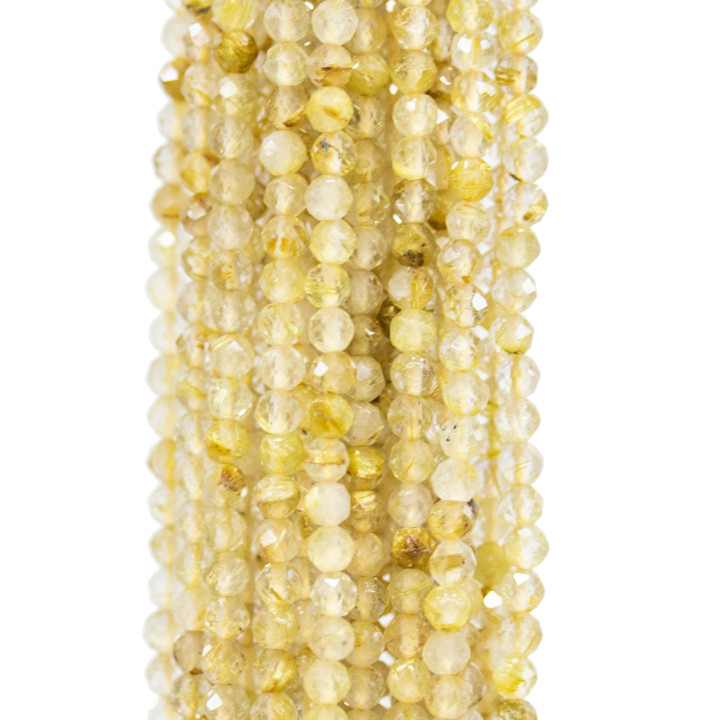 Oro Rutilado Cuarzo Facetado Corte Diamante 3,0mm