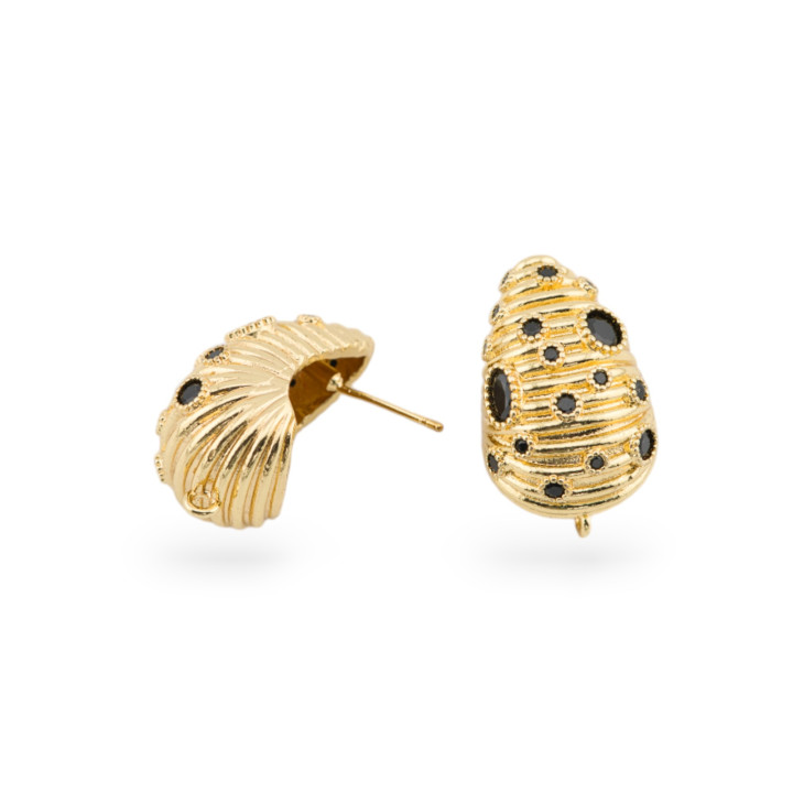 Base Per Orecchini Di Bronzo Perno 16x25mm 2 Coppie Dorato Nero