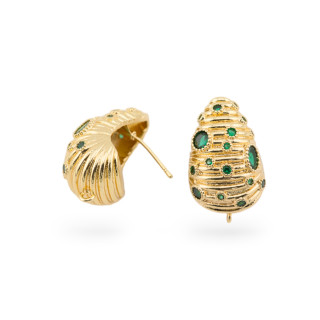 Bronze Earring Base Pin 16x25mm 2 Pairs Gold Green