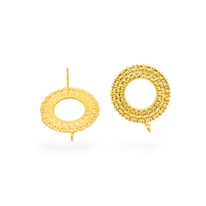Stud de aro con base de pendiente de bronce 20 mm 9 pares chapados en oro