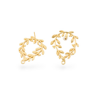 Base Per Orecchini Di Bronzo Perno Foglia 7 Paia