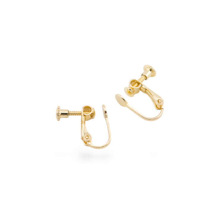 Messing-Ohrringbasis mit Schraubclip, 5 x 16 mm, 14 Paar