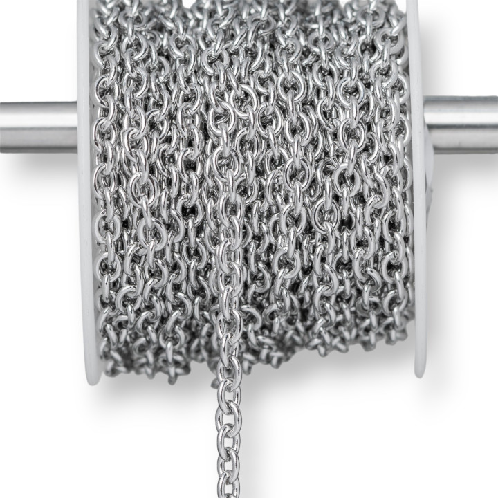 Cadena Acero Forzado Liso 4.0x5.0mm Alambre 1.0mm 10 Metros