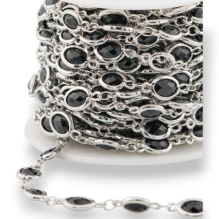 Ορειχάλκινο Ροδάριο Αλυσίδα με Οβάλ Cabochon 5,5x7,0mm 5 μέτρα Μαύρο Ρόδιο