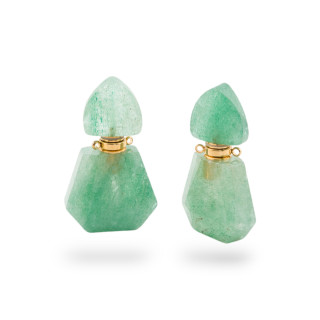 Componente colgante de botella de piedras preciosas MOD6 24x38 mm 2 piezas Aventurina verde