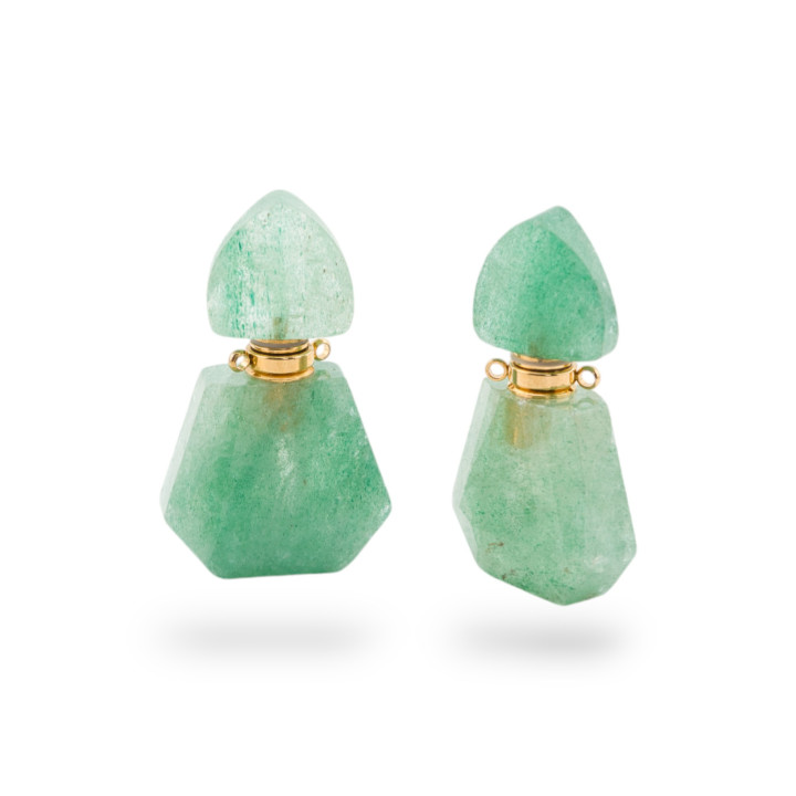 Componente colgante de botella de piedras preciosas MOD6 24x38 mm 2 piezas Aventurina verde