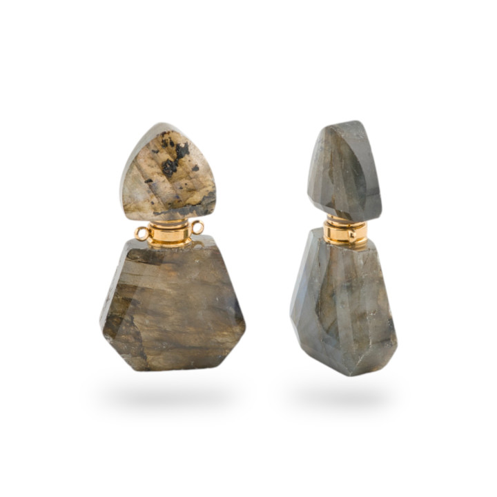 Componente colgante de botella de piedras preciosas MOD6 24x38 mm 2 piezas Labradorita MOD2