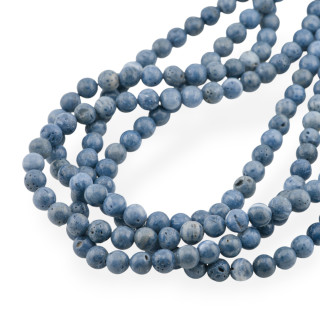 Madrepora Bleu Rond Lisse 8mm
