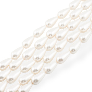 Perles de Majorque blanches Gouttes 10x20mm