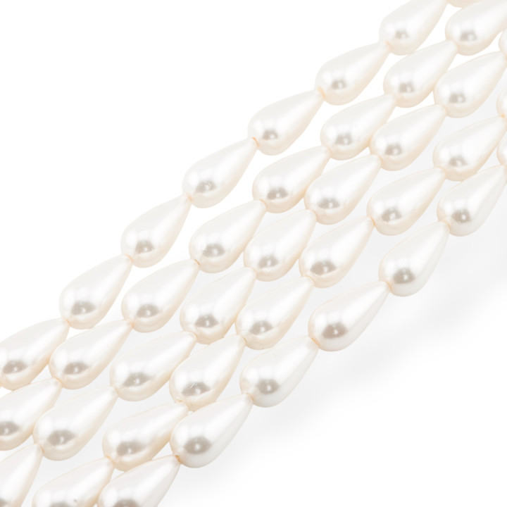 Perles de Majorque blanches Gouttes 10x20mm