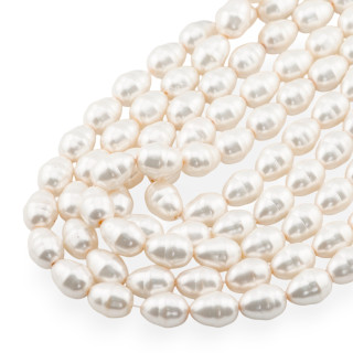 Perles de Majorque blanches Gouttes baroques 10x13mm