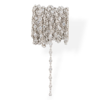 Chaîne En Laiton Avec Zircons Taille Brillant Sertie 4mm 1 Mètre Plaqué Rhodium