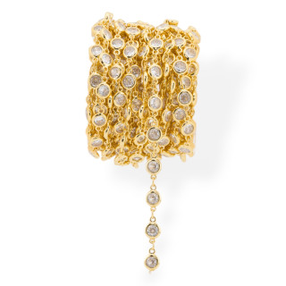 Brass Chain With Brilliant Cut Zirconia Set 5.5mm 1 Meter Gold