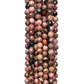 Rhodonite à facettes taillée en diamant 4,0 mm clair brut