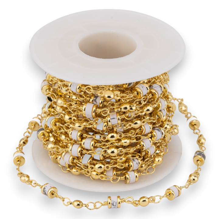 Brass Rosary Chain With 5mm Rondelle Hard Stones 1 Meter Aulite