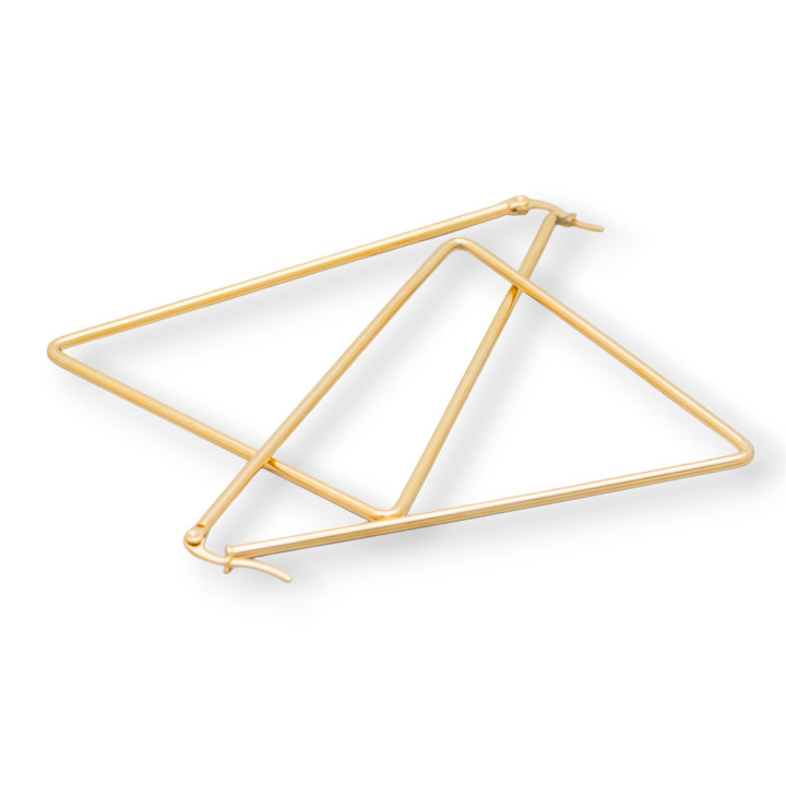 Boucles d'Oreilles Triangle Acier Lisse 75mm 6 Paires Doré