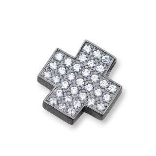 925 Silver Pendants Burnished Cross With Zircons 23mm