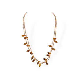 Bijoux Collier de cristaux CZ avec éléments en bronze 2pcs Ambre