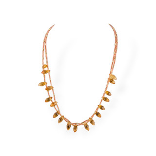 Bijoux Collier de cristaux CZ avec éléments en bronze 2pcs Bronze