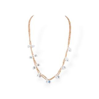 CZ Crystal Jewelry Necklace With Bronze Elements 2pcs Crystal