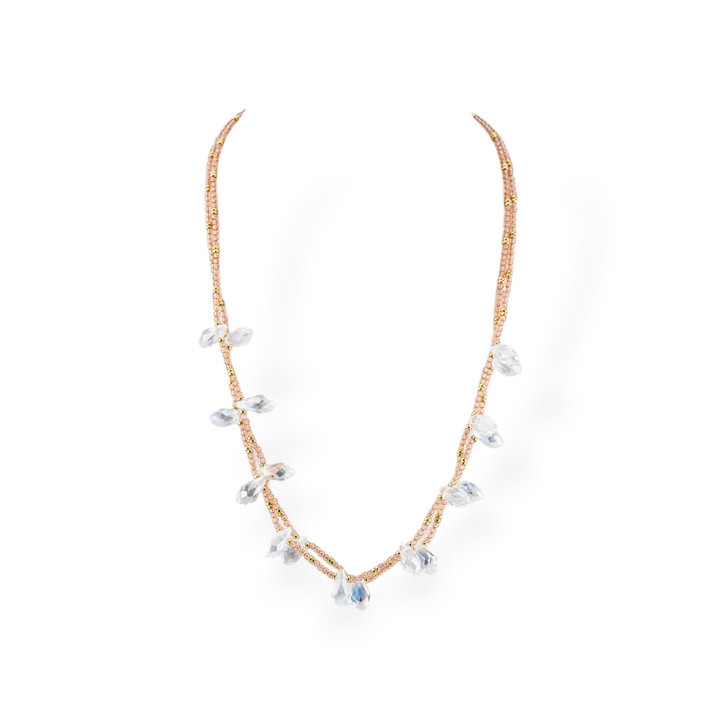 Κολιέ Bijoux CZ Crystals With Bronze Elements 2τμχ Κρύσταλλο